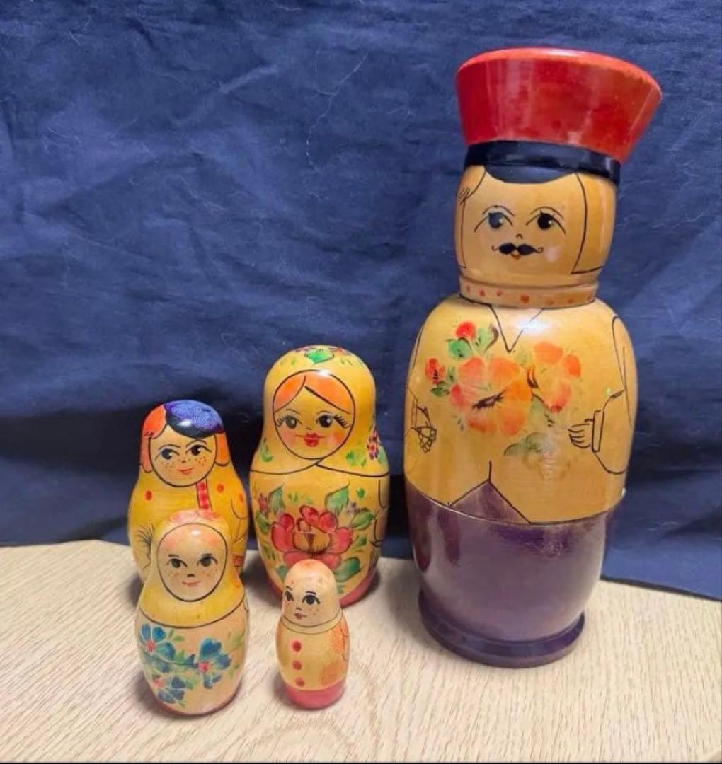 レア‼️ソビエト　ノリンクス社　親子マトリョーシカ5組　長期保存、現状