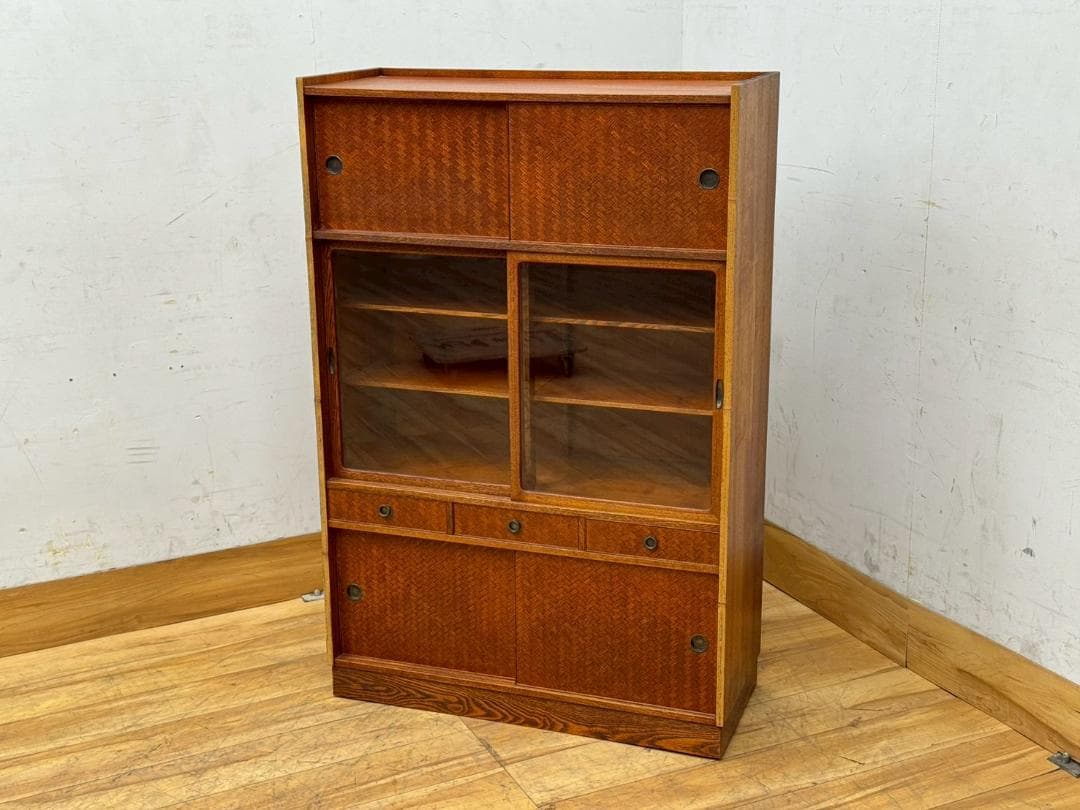 H1513☆美品☆棚　和家具　茶棚　和箪笥　昭和レトロ　食器棚　水屋箪笥　和風