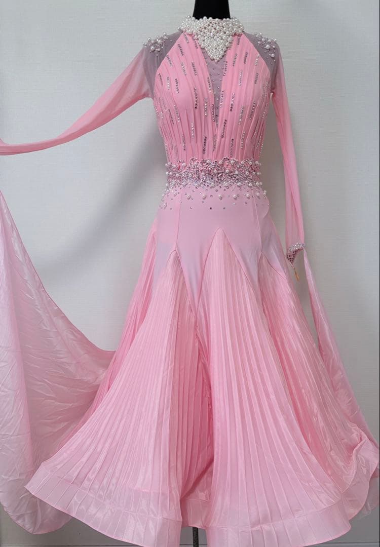 【2/10まで掲載】社交ダンス用ドレス　競技用ドレス　モダンドレス　ピンク