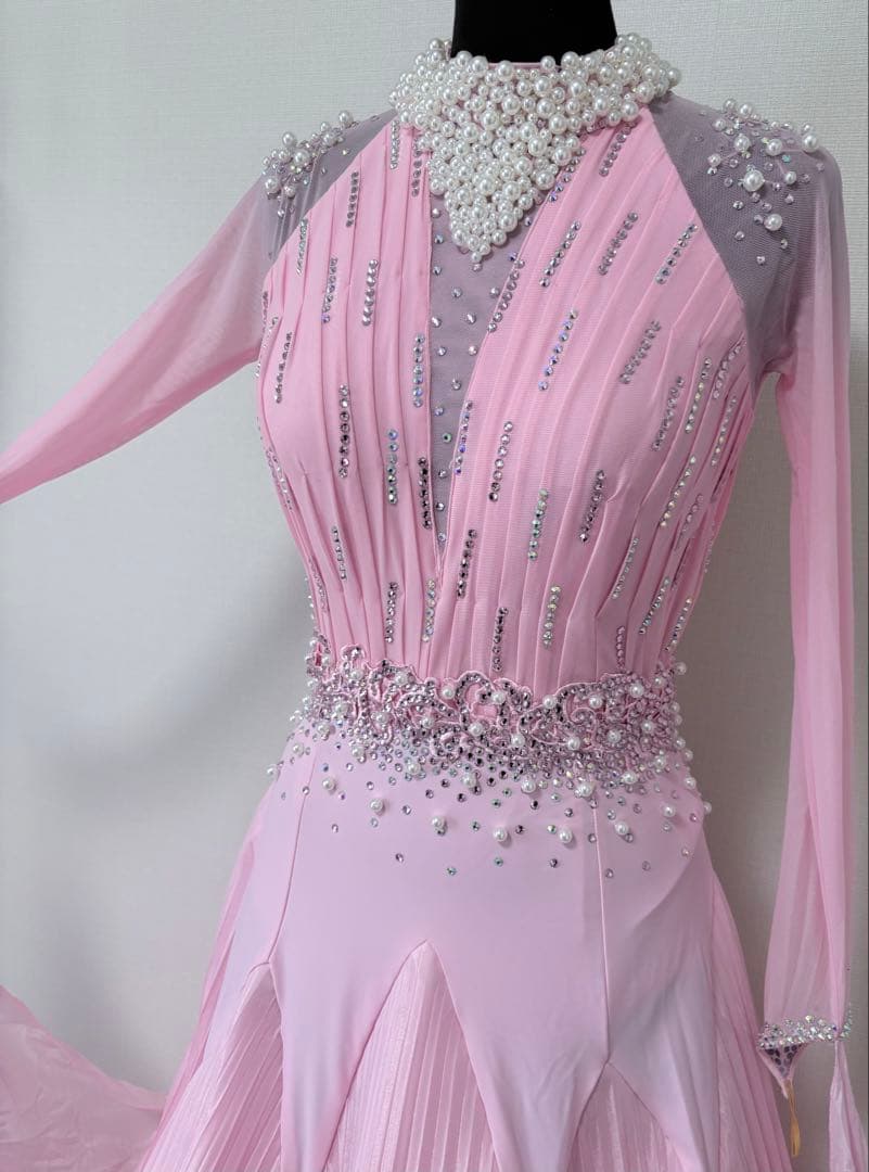 【2/10まで掲載】社交ダンス用ドレス　競技用ドレス　モダンドレス　ピンク