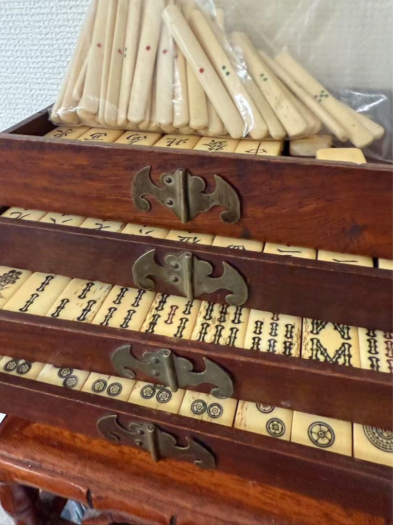 中国竹嵌骨牌 背竹牌 麻雀牌 現壯品 骨董 年代物