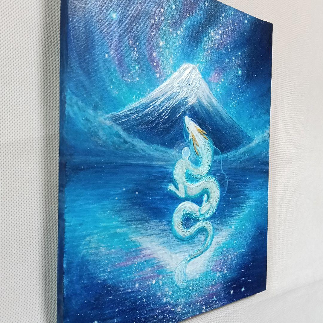 No.559 F3　富士山　昇り龍　白龍　龍神絵画　開運絵画　原画