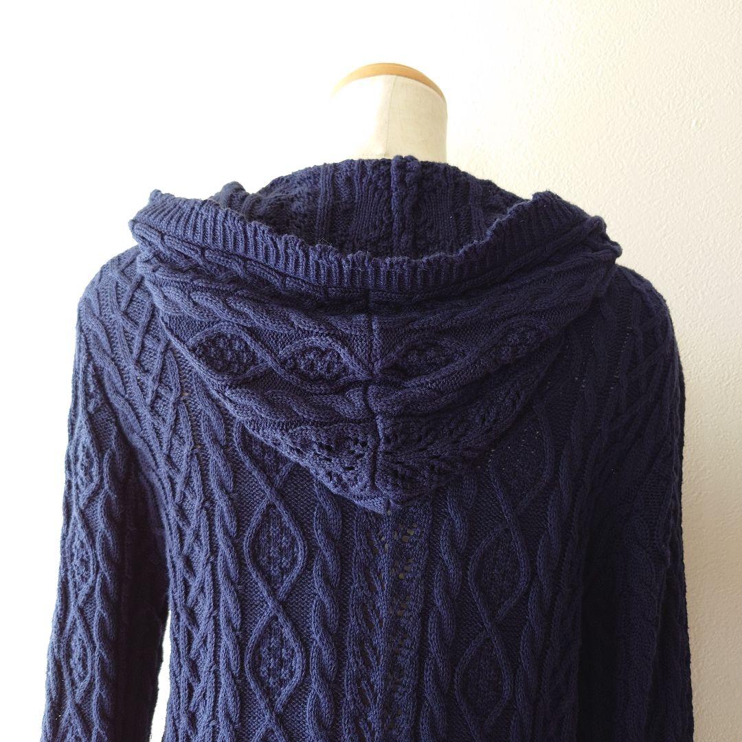 美品【ピンクハウス】フード付きニットロングカーディガン　パーカーセーター　フレア