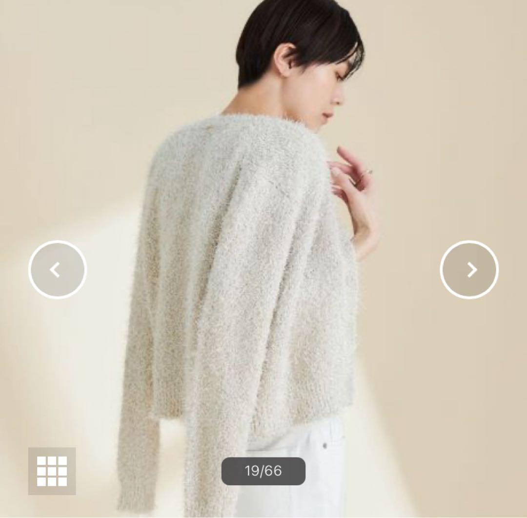 新品同様NOLLEY'Sノーリーズ2024SSラメVネックフリンジカーディガン