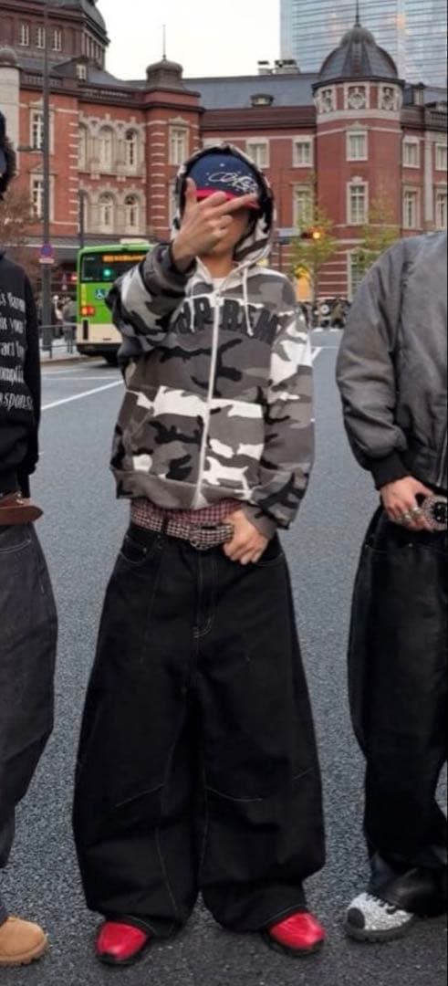 パンツ BELVET Pleated Wide-Leg Baggy Pants BK