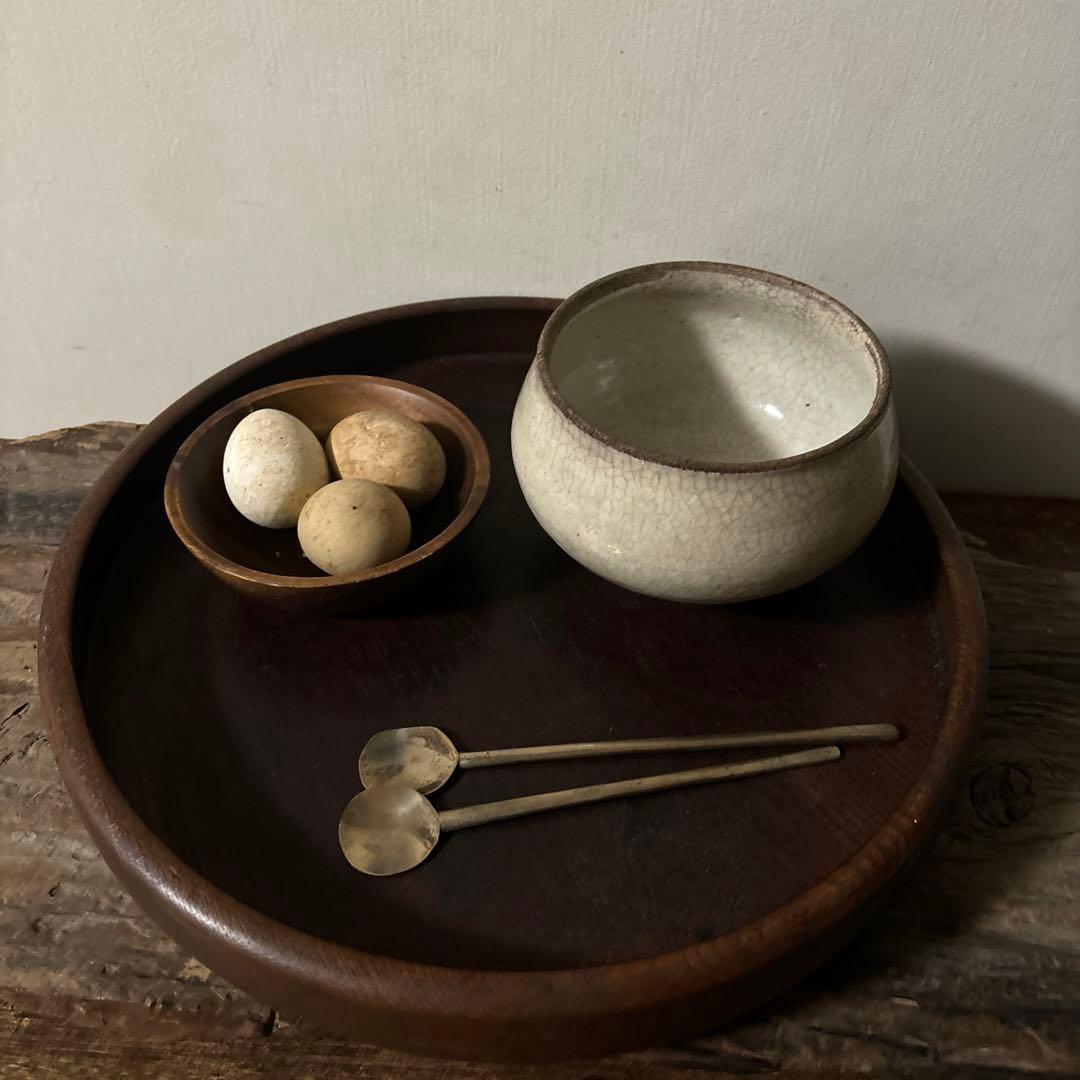 古い丸壷　白釉　塩笥壺　韓国骨董.アンティーク.古民芸.検:立原正秋.白磁.李朝