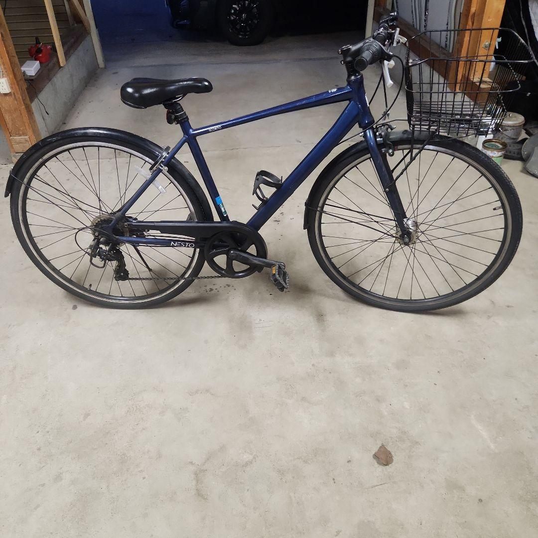 青 シティクロスバイク 前カゴ付き