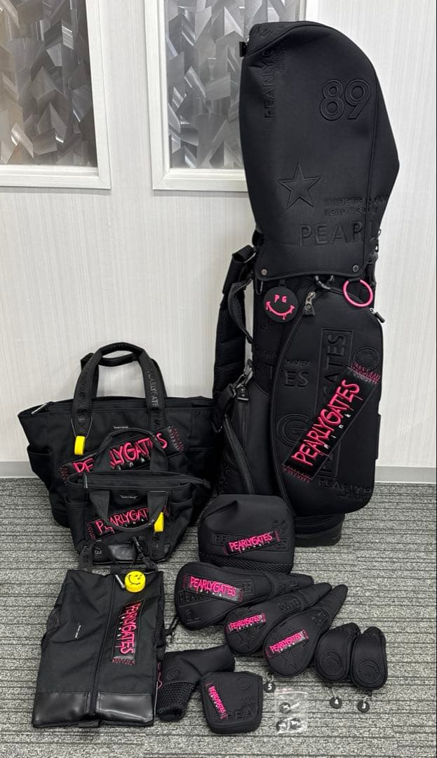 パーリーゲイツ　キャディバッグ 12点セット　ブラック×ピンク