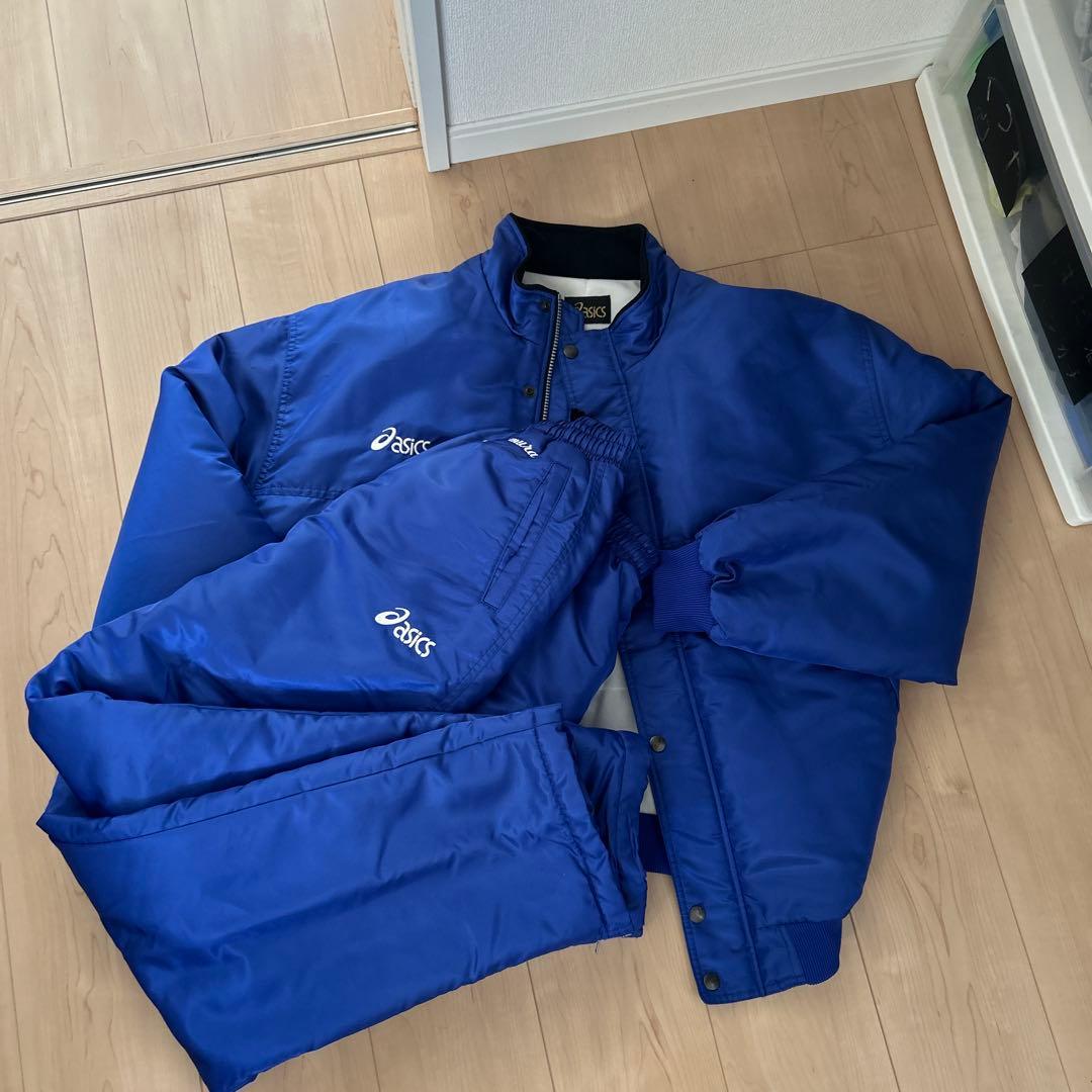 asics ウィンドブレーカー セットアップ 中綿 青