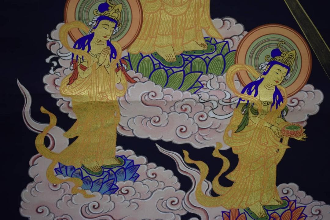 不詳/作者不明/天台宗/三尊仏/三尊佛/佛画/布袋屋掛軸HJ-460