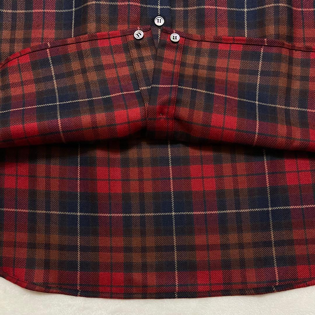 タグ付き 23区 ロキャロン チェック柄 ウール シャツ 大きいサイズ 44