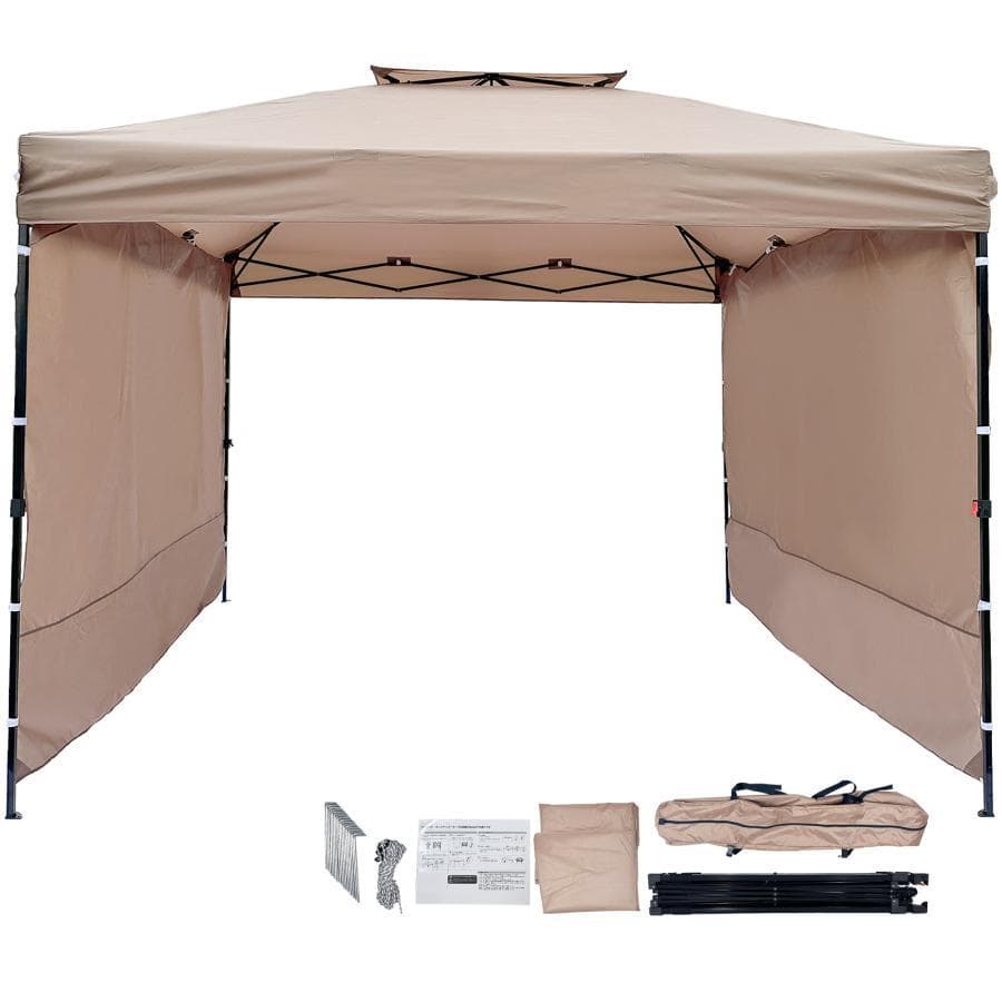 ワンタッチタープテント 3m*3m サンシェード 日よけ【強化版】ベージュ 3M