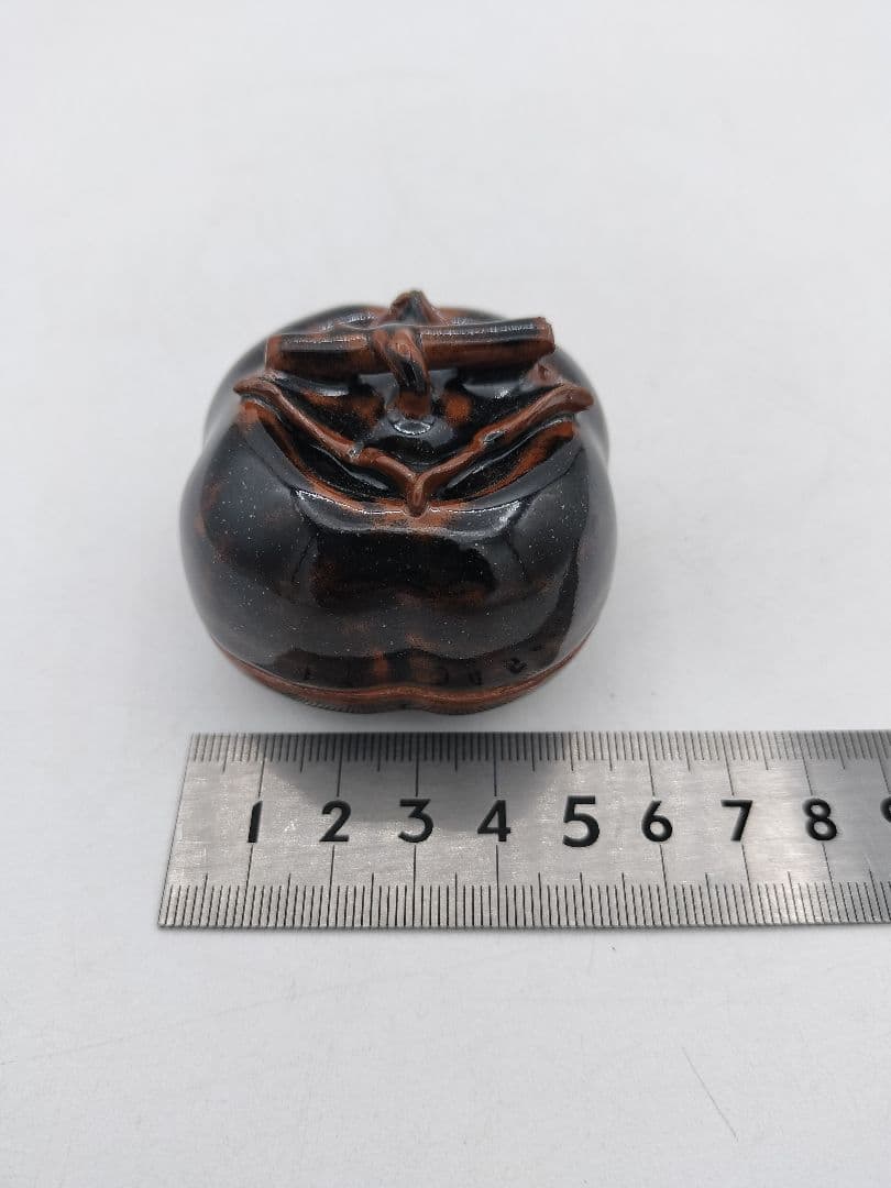 c584 香合 利休所持写 柿 鉄釉 陶若窯 能勢善光 木箱 茶道具 古物