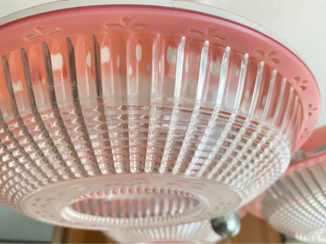 ピンク 3灯 天井照明 昭和レトロ 当時物 レトロポップ インテリア ペンダント