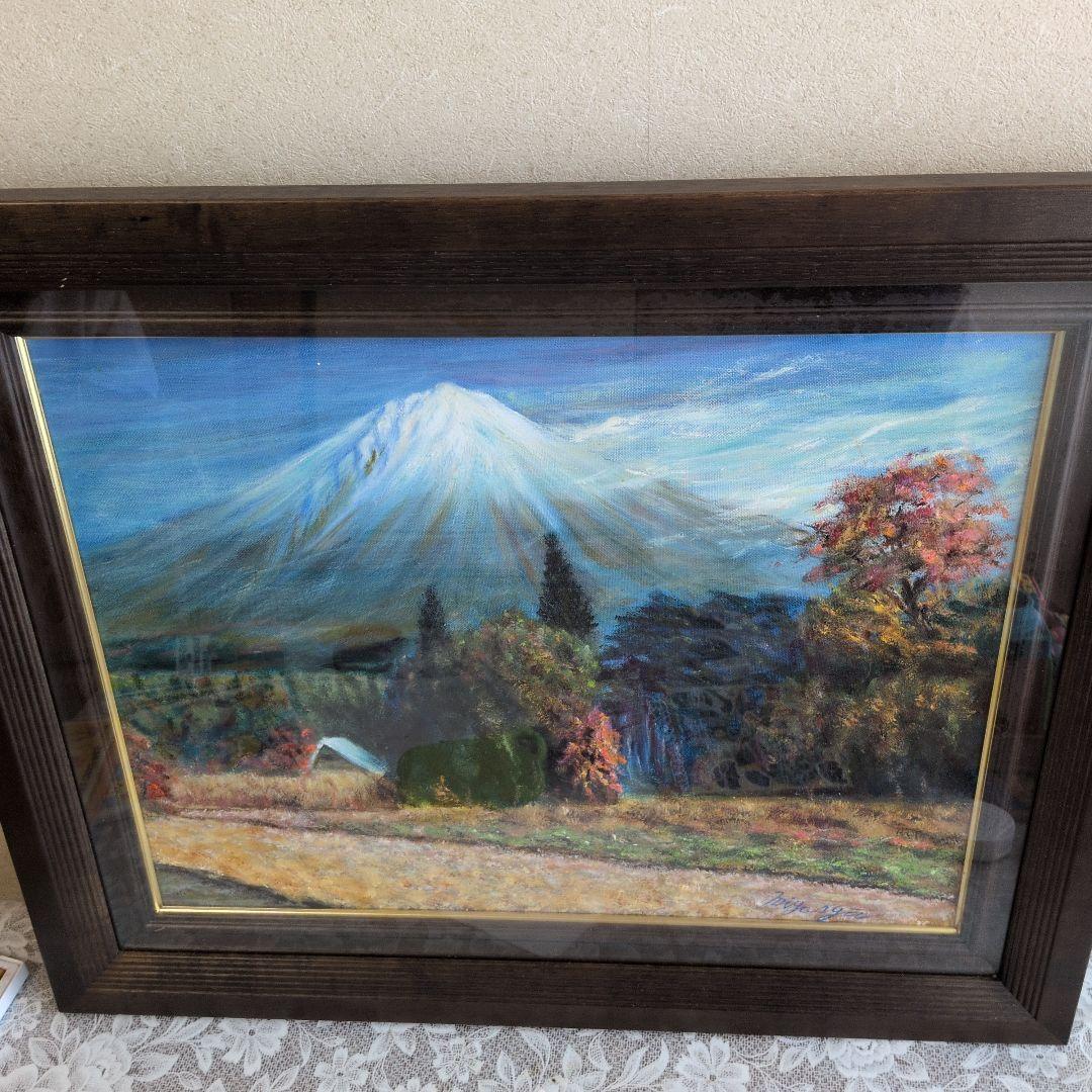 富士山　油絵　絵画