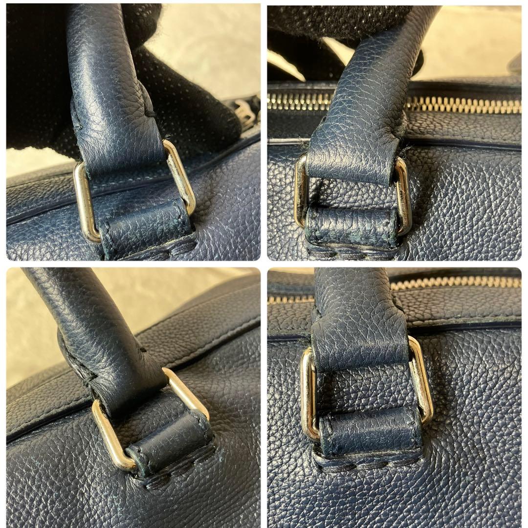 ダンヒル✨ベルグレイヴ グレインカーフレザー A4 ビジネスバッグ ネイビー