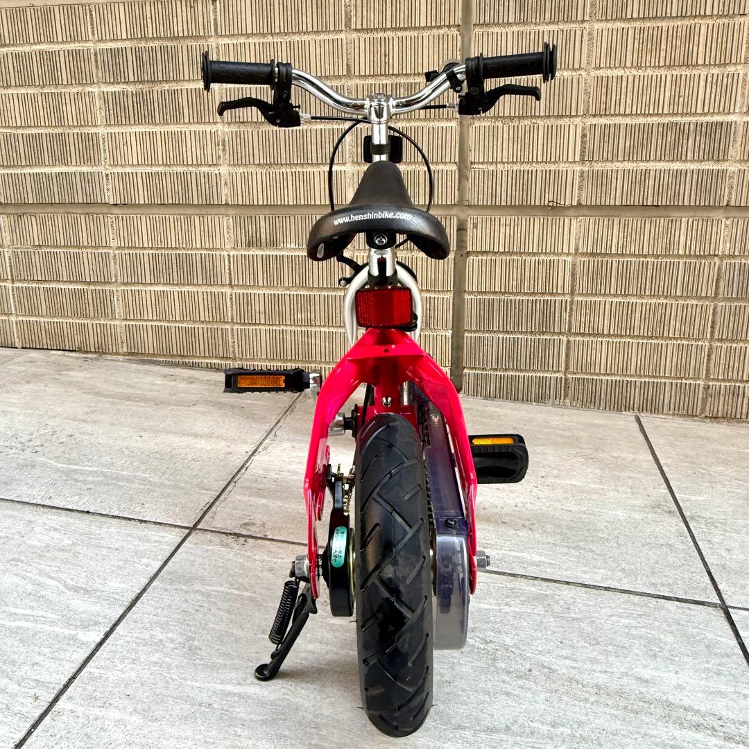 【かわいい】へんしんバイク 12インチ ピンク スタンド付　ベル付き　反射板付き