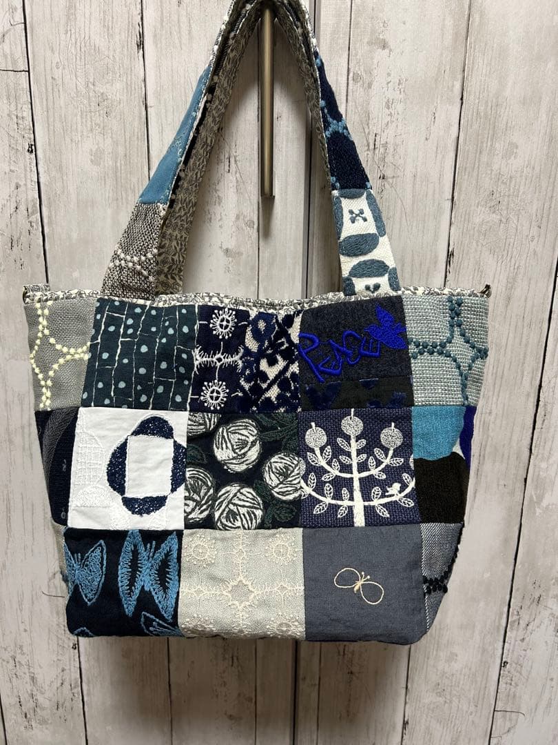 ミナペルホネン ハンドメイド パッチワーク 巾着トートバッグ