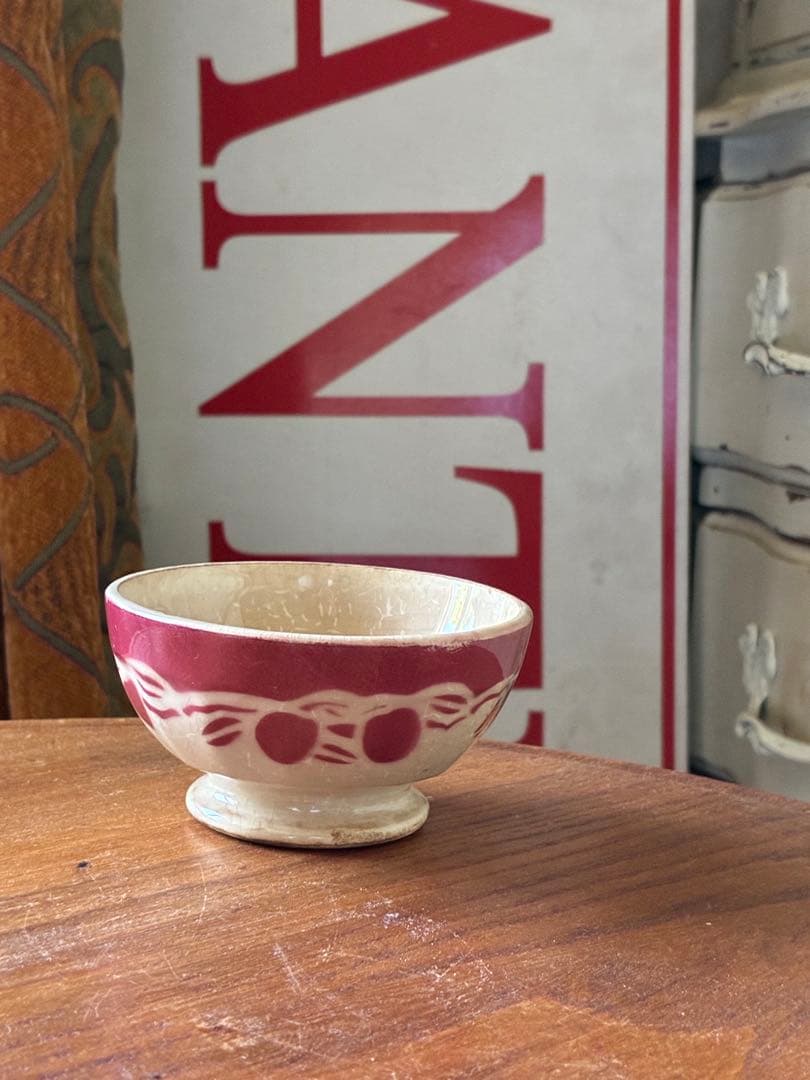 フランス　アンティーク　カフェオレボウル　ムーランデルー　林檎　さくらんぼ　レア