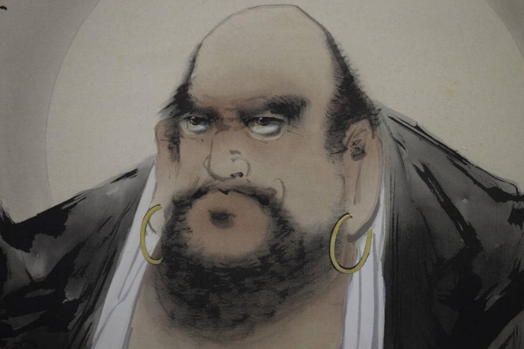 真作/長谷川武岳/達磨画賛/桐共箱付/布袋屋掛軸HH-440