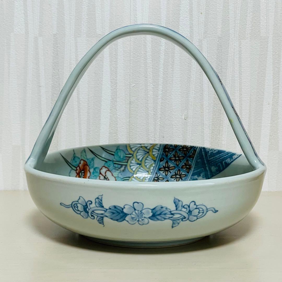 六代 佐藤走波 染錦花鳥文 手鉢 陶器 骨董品 共箱