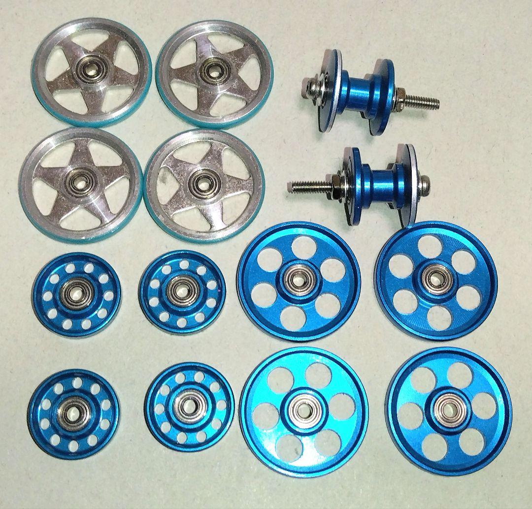 【再出品】ミニ四駆　軽量2段　軽量13mm　軽量19mm　純正ブルー　ローラー