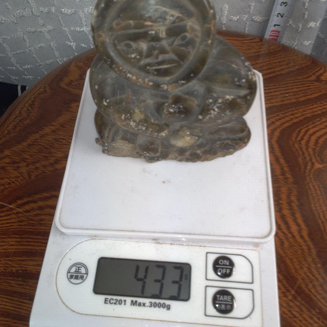 骨董５ イヌイット?黒色石製座仏像