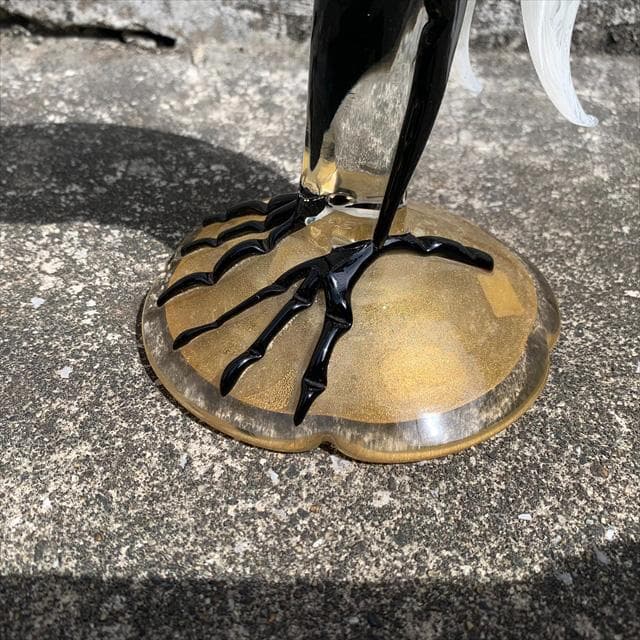 Salviati｜murano/ムラーノ｜ガラスオブジェクト｜白黒｜鳥｜