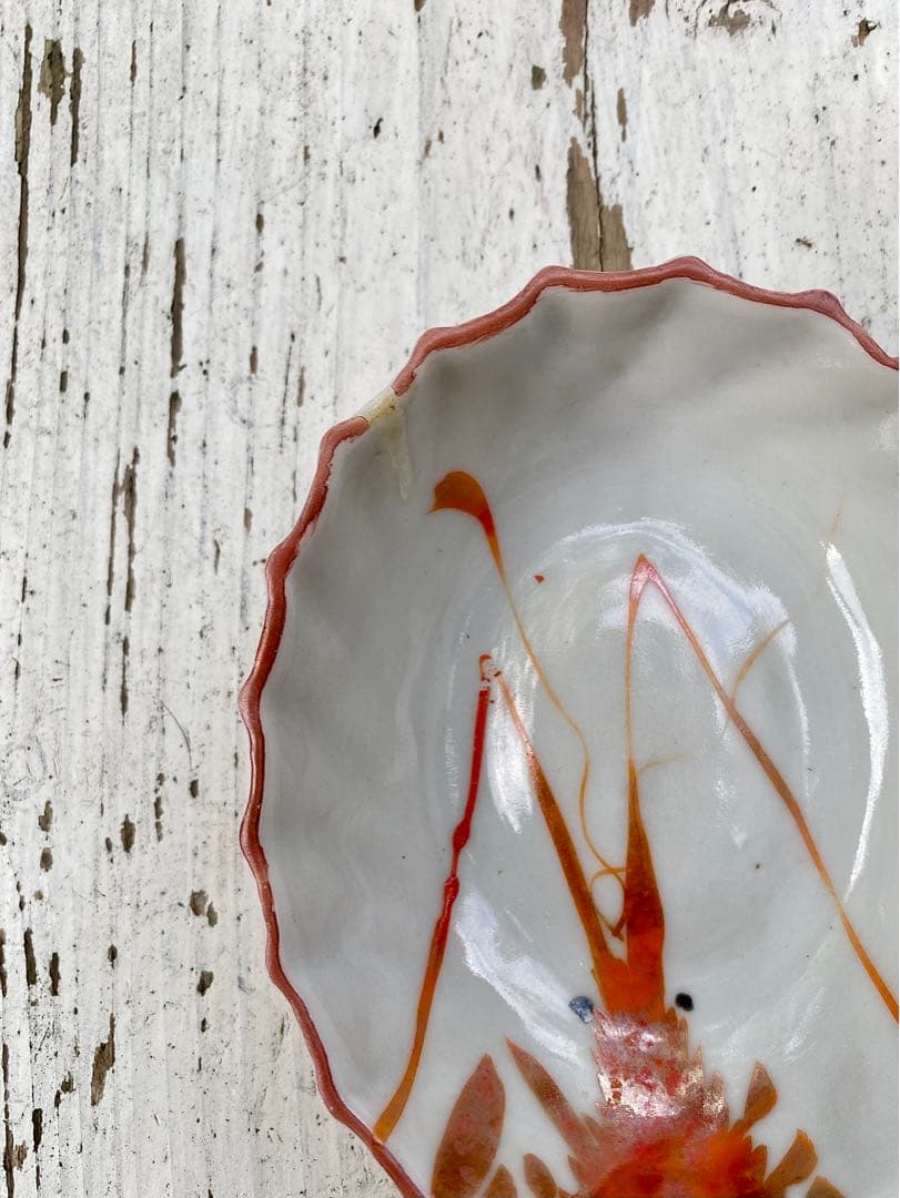 台湾 ヴィンテージ 海老絵付け 小皿 5枚セット 民藝 古道具 アンティーク