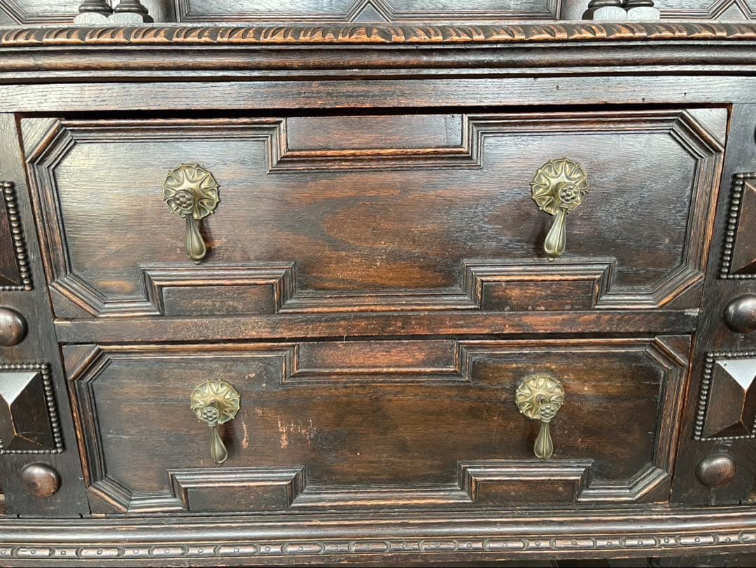 イギリス製 アンティーク キャビネット ヴィンテージ 棚 什器 引き出し 鍵付き