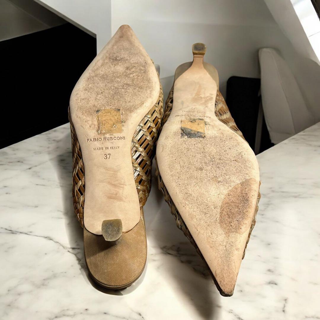 美品　FABIO RUSCONI ミュール　メッシュ　ブラウン