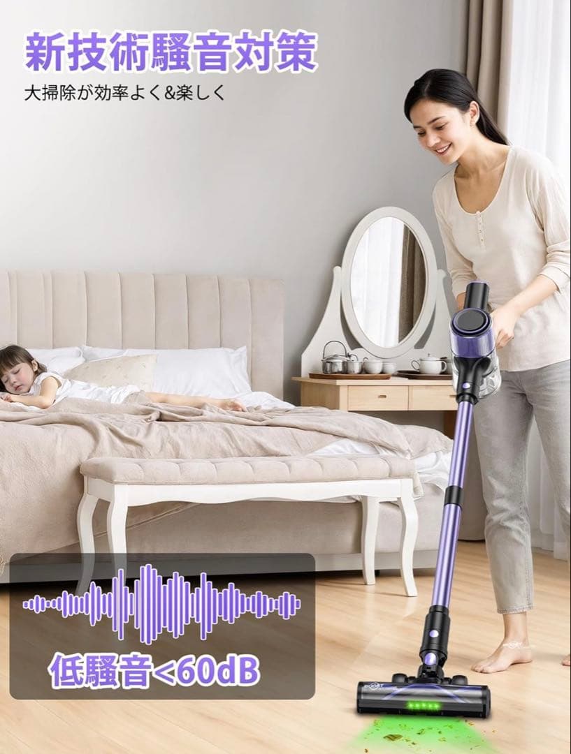 【新品未使用】掃除機 コードレス スティッククリーナー本体 紫色 充電式