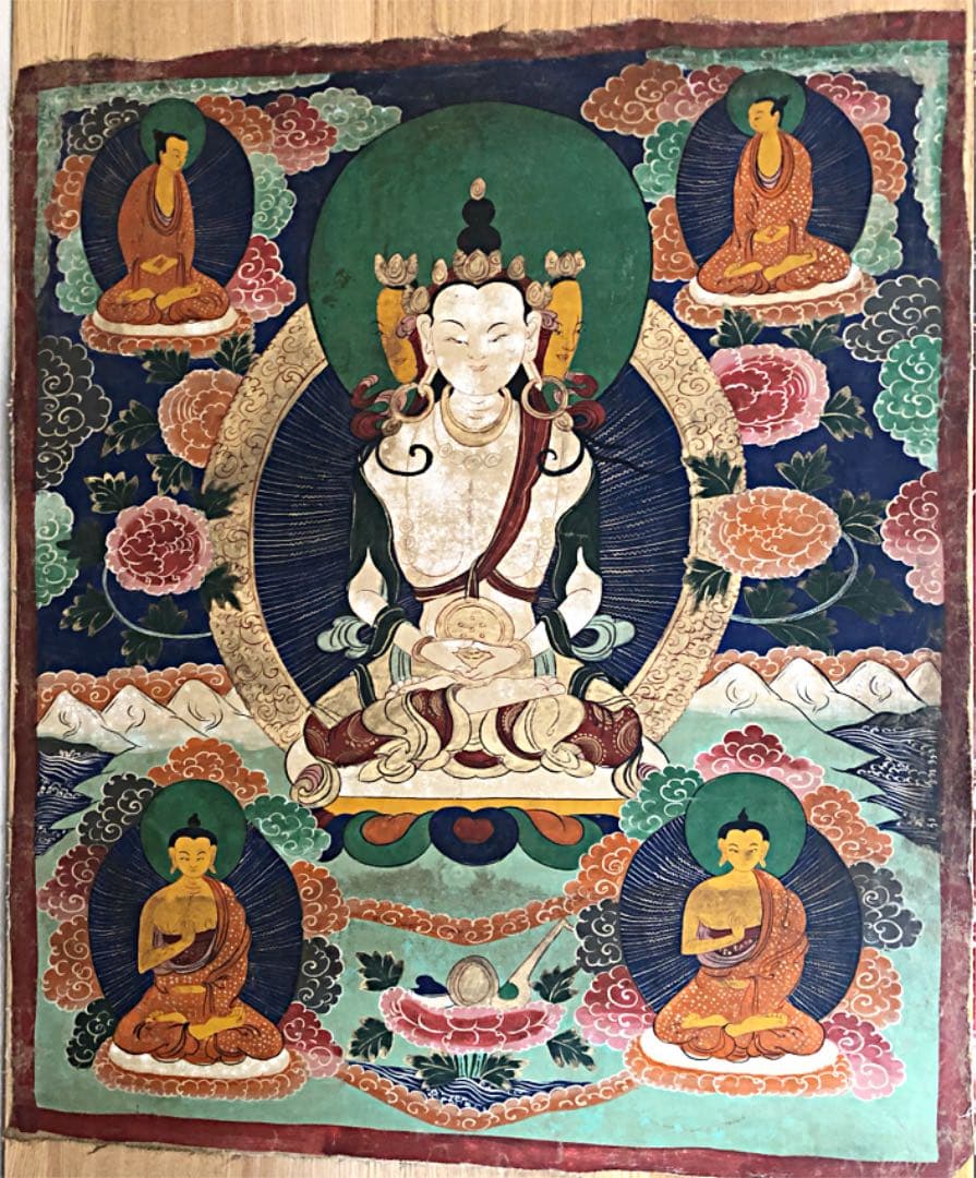 ② 中国 仏教美術 唐物 明代 分院 伝世品 曼荼羅 古玩 タンカ 金彩装飾