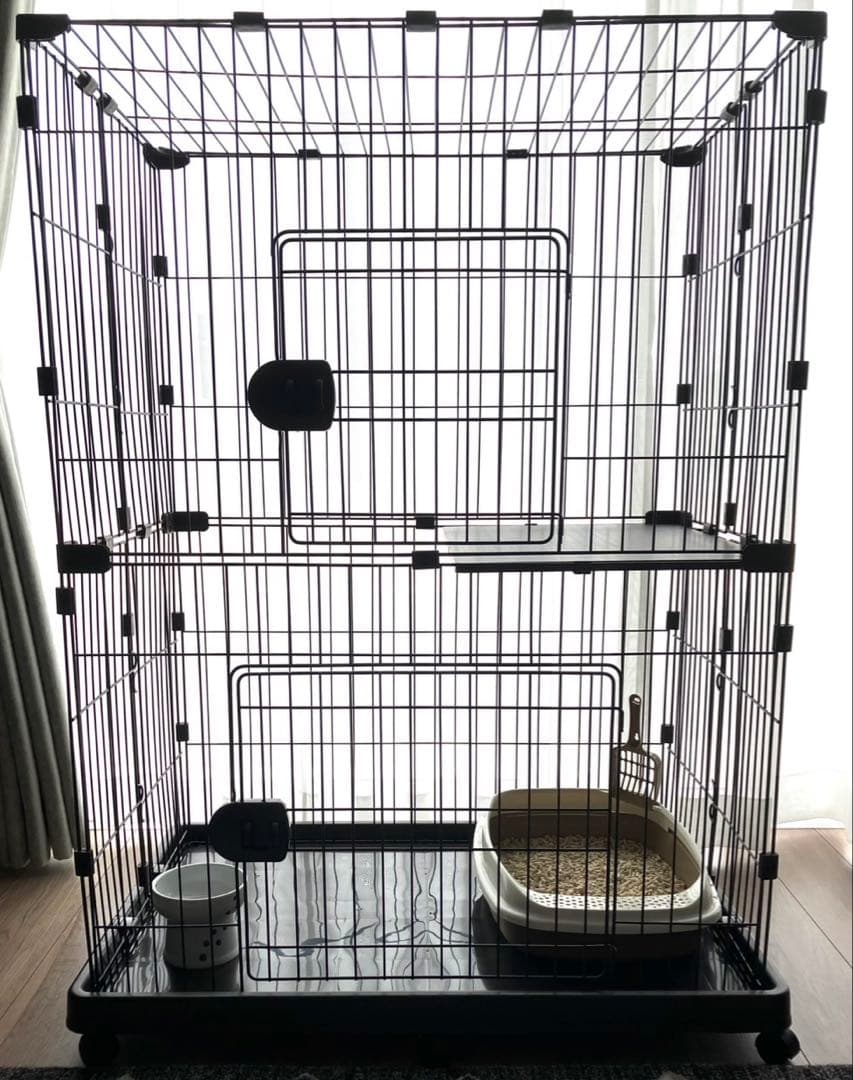 アイリスオーヤマ キャットケージ 2段 ウォールナット