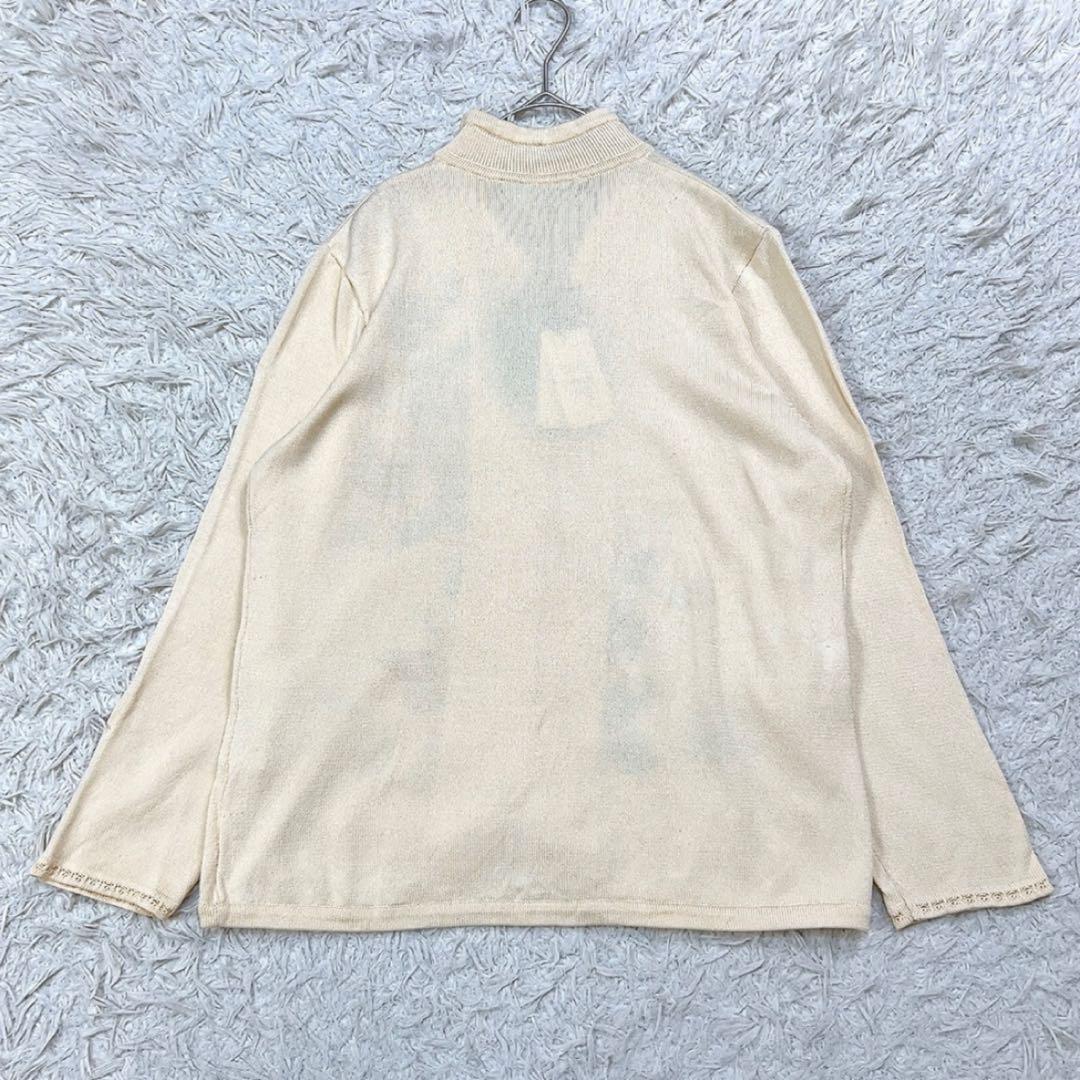 【訳あり未使用品】レオナール カーディガン 花柄刺繍 42 XL相当 ベージュ