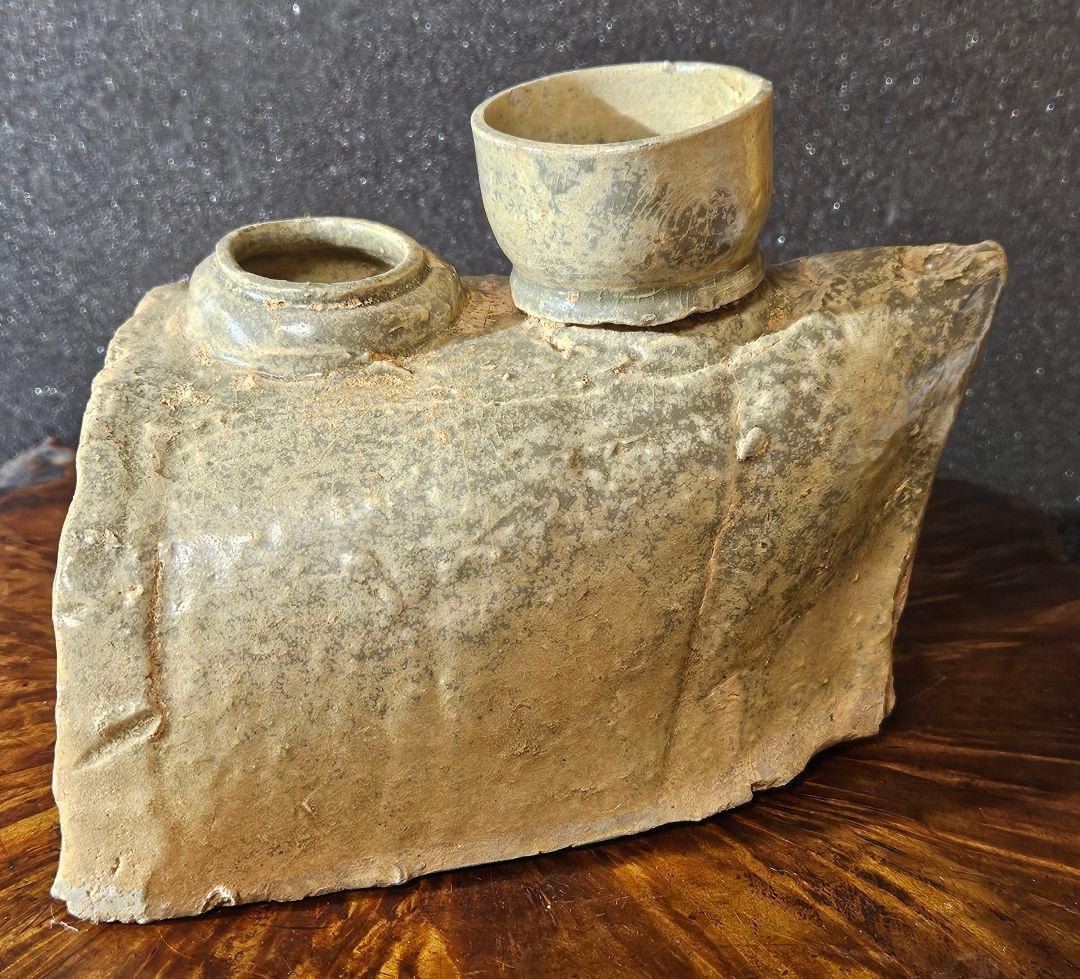 中国古代陶磁器　発掘品　漢時代　舟形 カマド形　オブジェ　花入れ　祭器