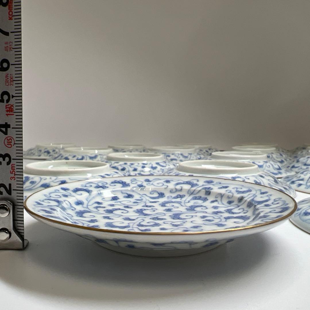 江戸中期　古伊万里唐草文　最上手小皿20枚　木箱付　東Y7-1104☆2Fトエオ