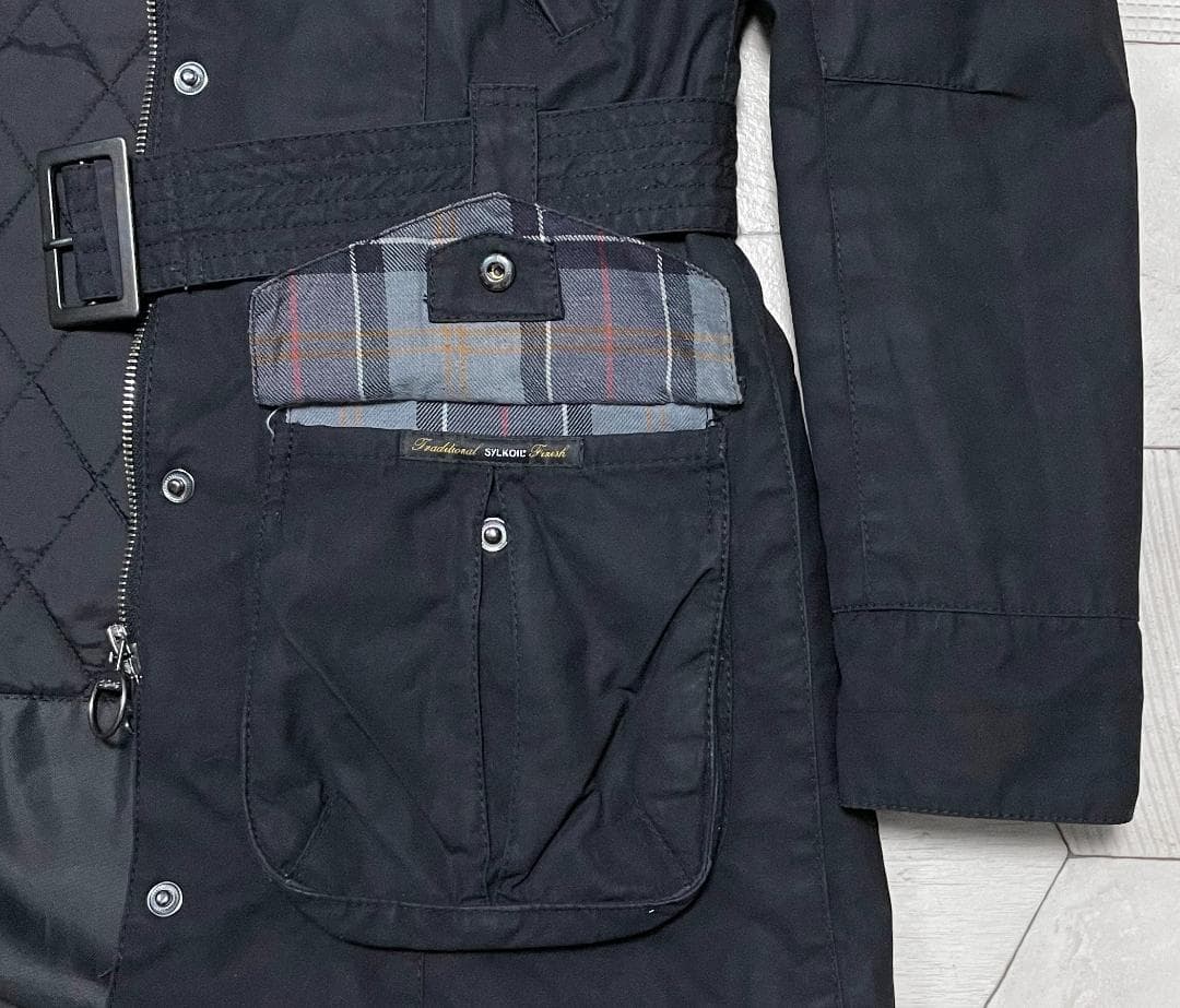 日本未発売 バブアー【BARBOUR】フード付きワックスコットンジャケット 黒L