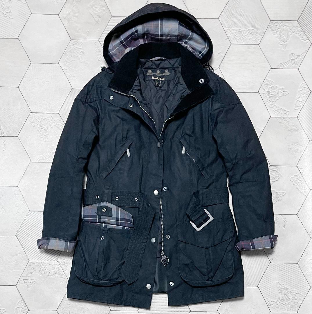 日本未発売 バブアー【BARBOUR】フード付きワックスコットンジャケット 黒L