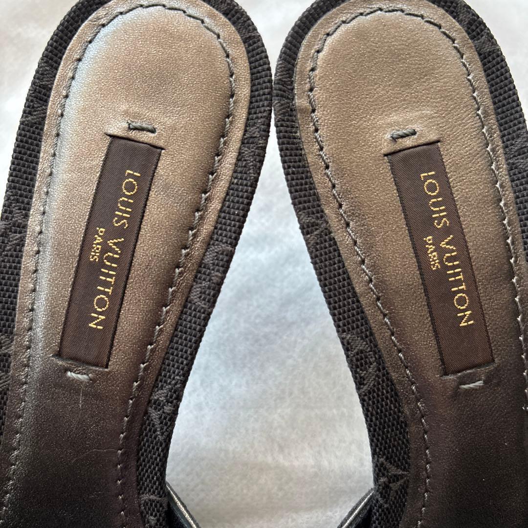 Louis Vuitton ブラック ミュール リボン付き 35.5