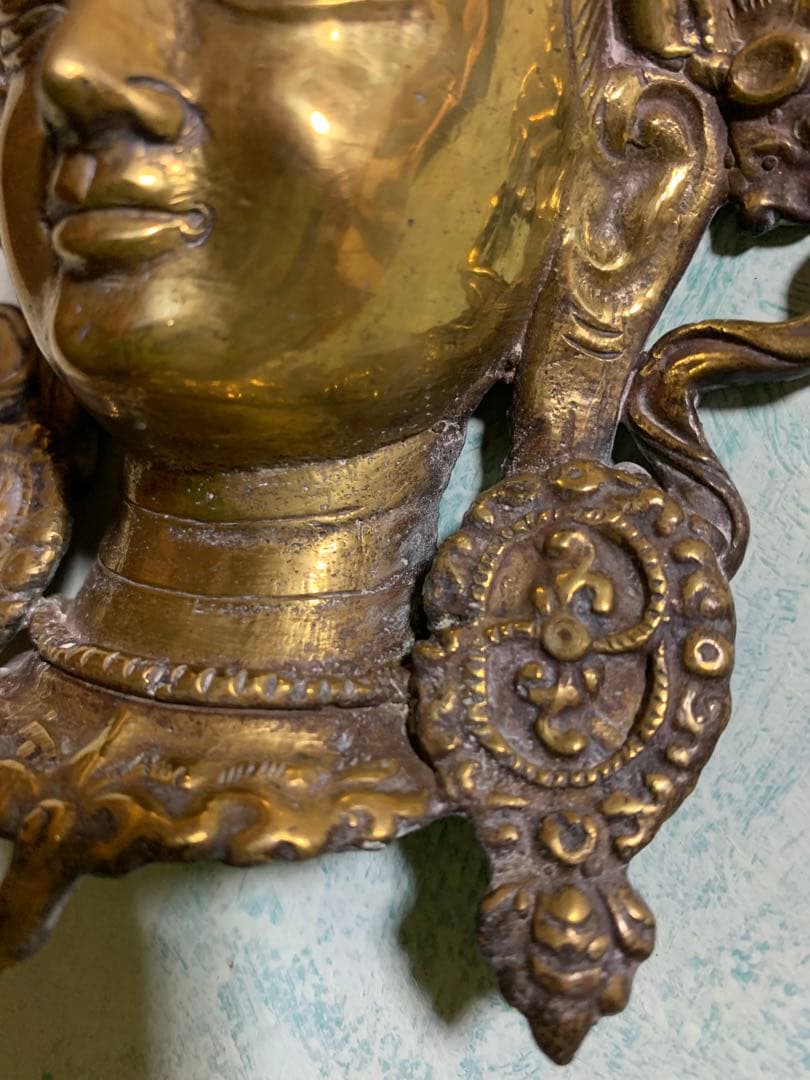 仏像　大日如来　頭部壁掛け　真鍮