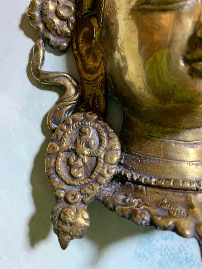 仏像　大日如来　頭部壁掛け　真鍮