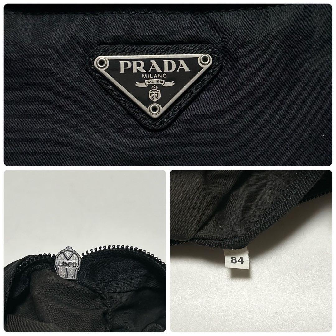 i81【極美品】プラダ　三角ロゴ　ナイロンブラック　ウエストポーチボディバッグ