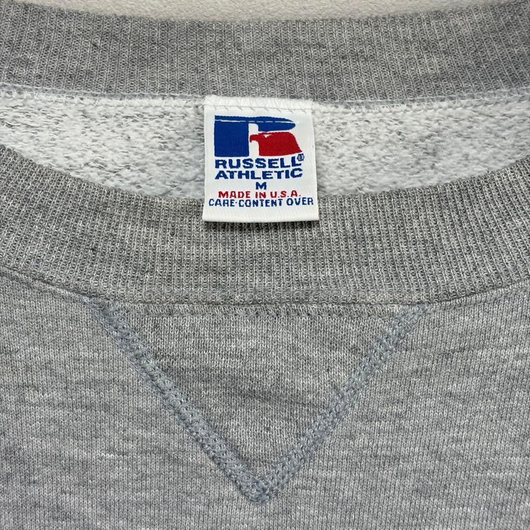 90s USA製 ラッセルアスレチック スウェット 無地 Vガゼット M グレー