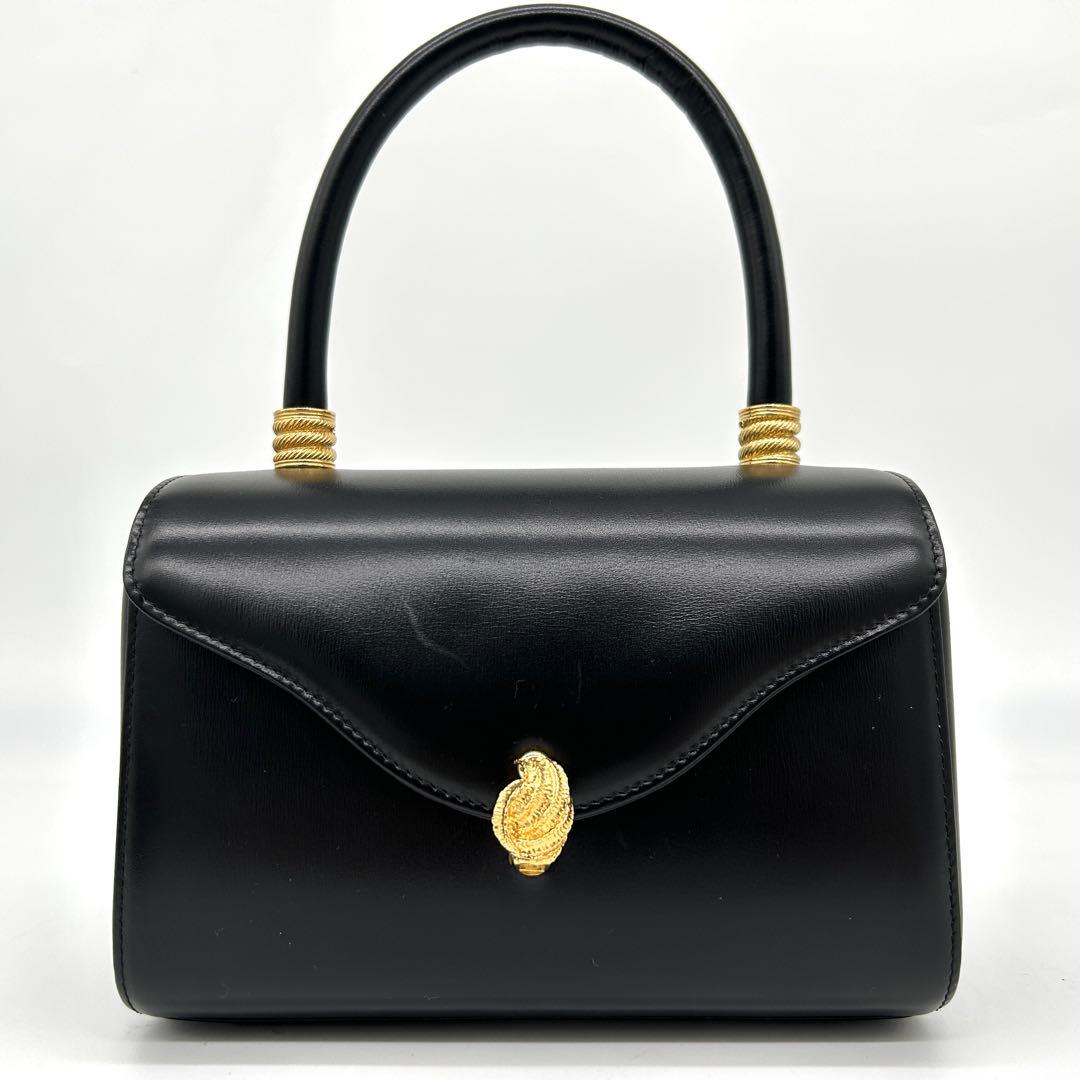 濱野皮革工藝 hamano ハンドバッグ フォーマルバッグ ブラック 黒　レザー