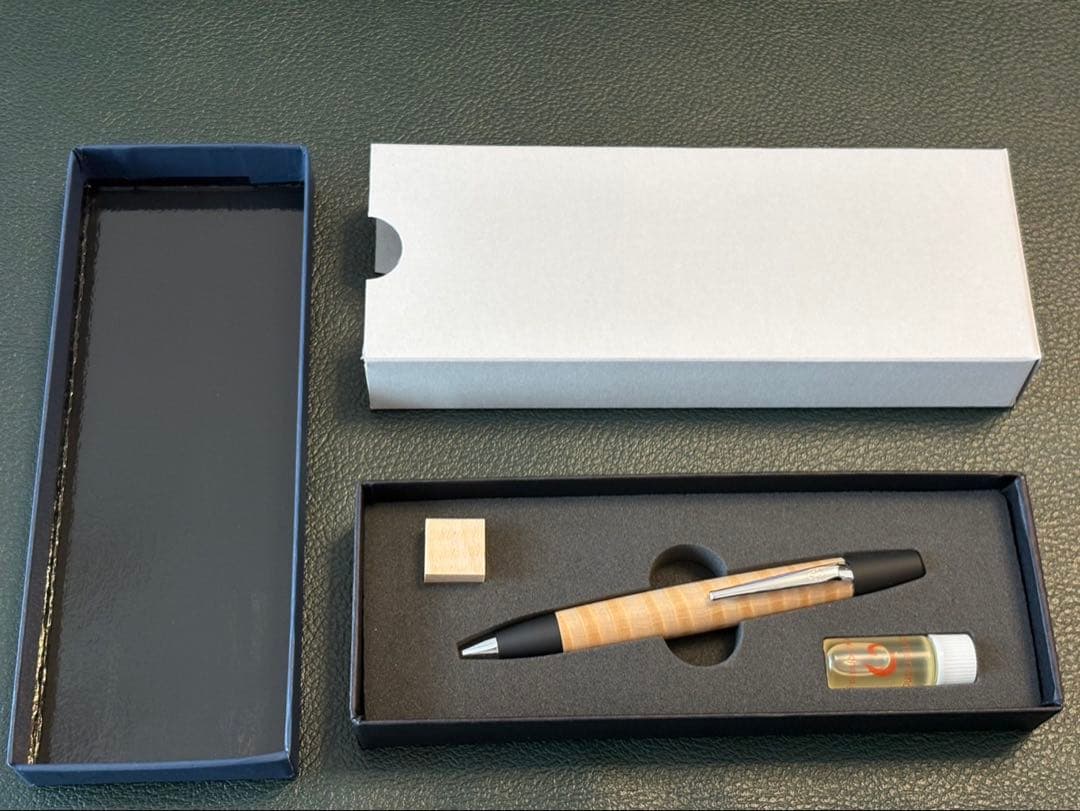 野原工芸 栃縮杢 ロータリー ボールペン シルバー金具 新品・未使用品