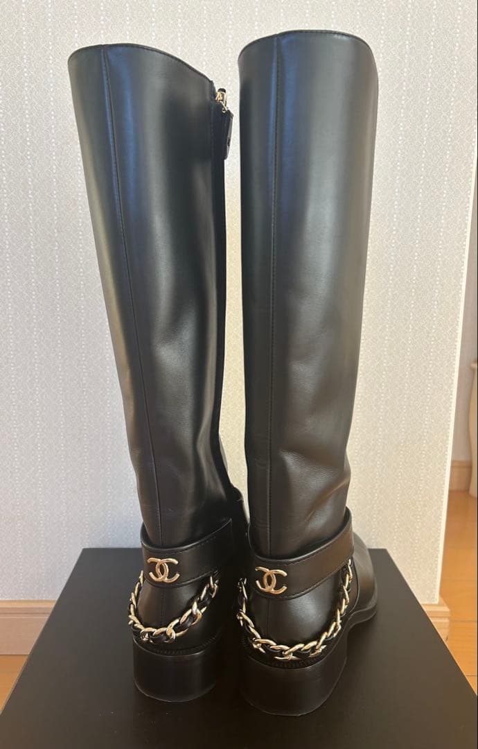 CHANEL ロングブーツ　チェーン　ココマーク　36