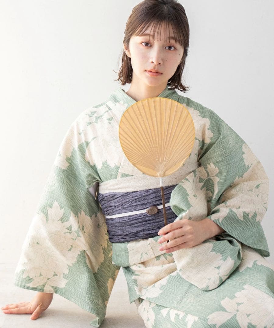 ゆかた館グレース 浴衣セット（Sサイズ）＋レース兵児帯＋帯飾り付き