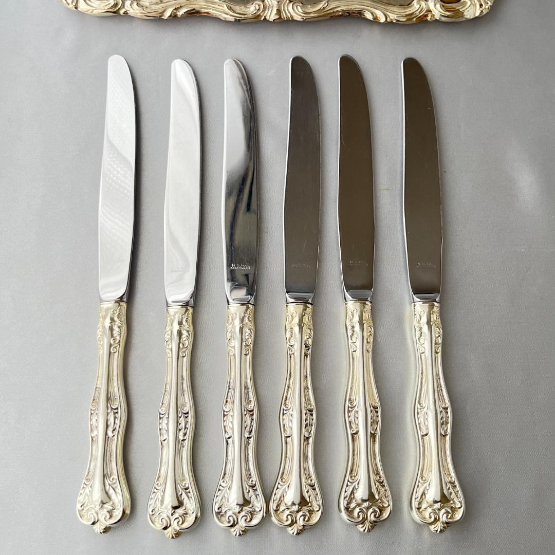 【National Silver】 クイーンエリザベス ディナーナイフ 6本