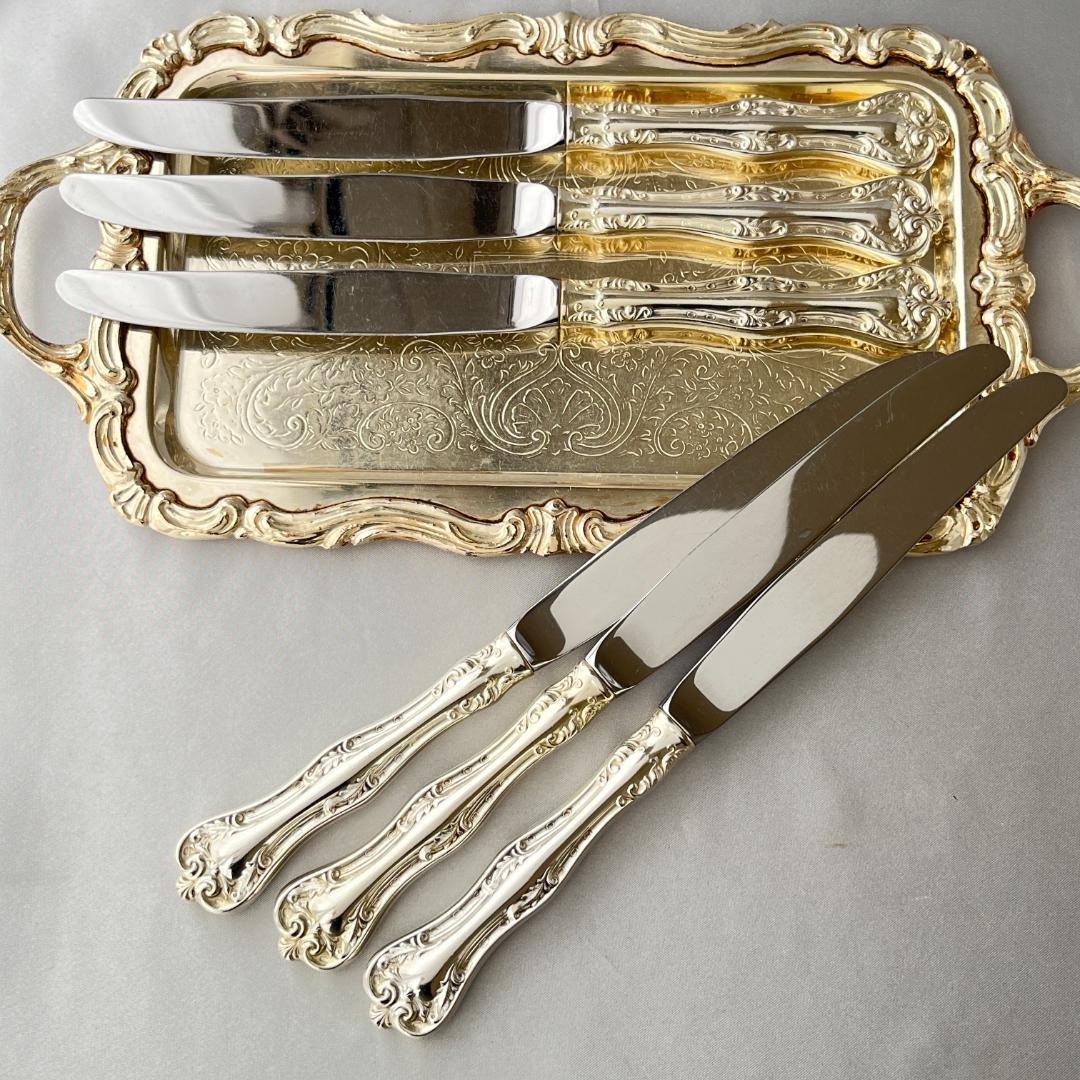 【National Silver】 クイーンエリザベス ディナーナイフ 6本